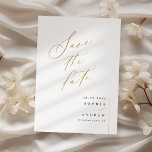 Gold elegant script minimalist wedding save the date<br><div class="desc">Elegant script minimalist typography design in black,  gold and white,  modern and simple. Great minimalist save the date cards for modern wedding and other events.</div>