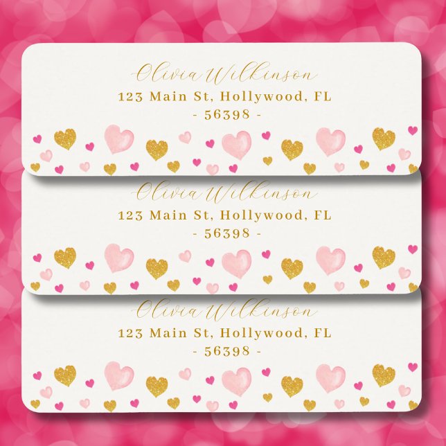 Gold Elegant Script Name Off White Return Address (Turn your mail into a heartfelt expression of love this February. Make a statement and get it now!)