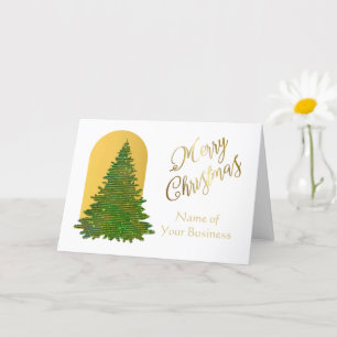 Gold Elegant Script QR Logo Merry Christmas Card