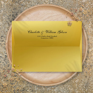 Gold Elegant Script Return Address Envelope