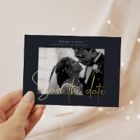 Gold Elegant Script Save The Date Wedding
