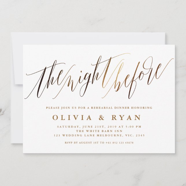 Gold Elegant Script Typography Invitation (Front)