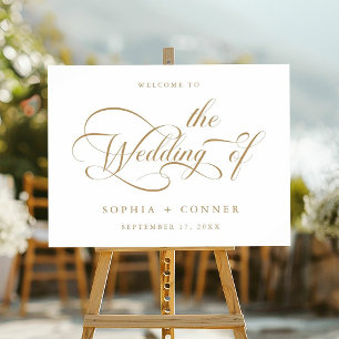 Gold Elegant Script Wedding Welcome Sign