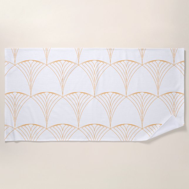 Gold, elegant simple luxurious traditional pattern beach towel (Front)