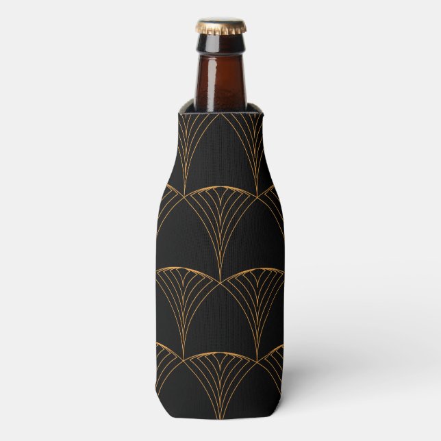 Gold, elegant simple luxurious traditional pattern bottle cooler (Bottle Front)