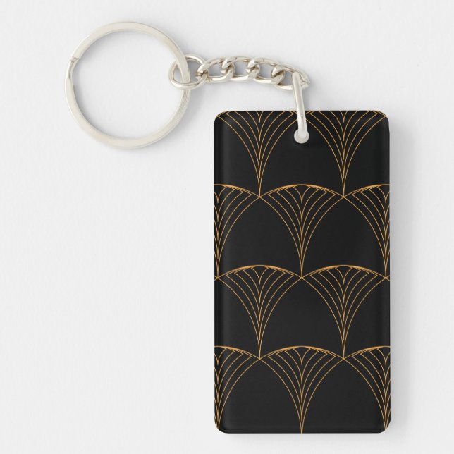 Gold, elegant simple luxurious traditional pattern key ring (Front)
