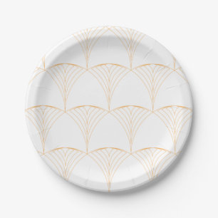 Gold, elegant simple luxurious traditional pattern paper plate
