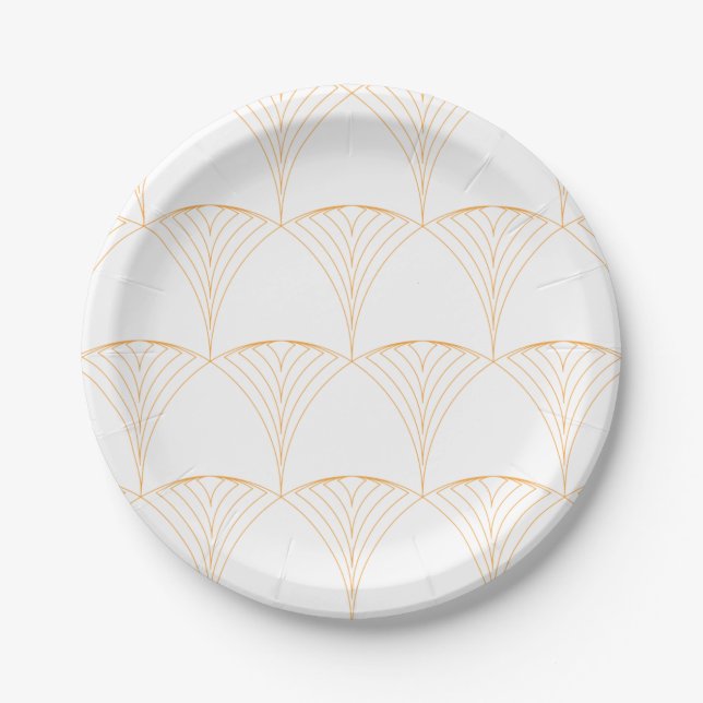 Gold, elegant simple luxurious traditional pattern paper plate (Front)
