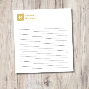 Gold Elegant Simple Trendy Monogram Lined Notepad