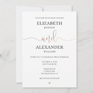 Gold elegant simple wedding. Calligraphy details Invitation