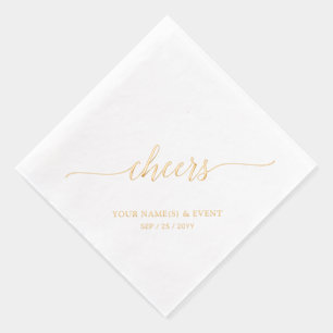 Gold   Elegant Stylish Lettering Cheers Event Foil Napkins