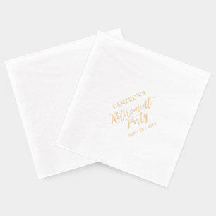 Gold   Elegant Stylish Lettering Retirement Party Foil Napkins