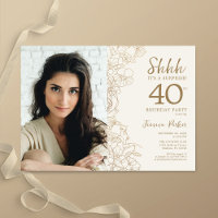Gold Elegant Surprise Photo 40th Birthday