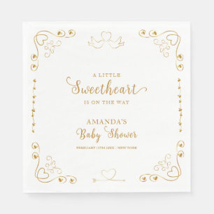 Gold Elegant Sweetheart Valentine Baby Shower  Napkin