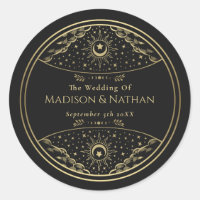 Gold Elegant Tarot Wedding Classic Round Sticker