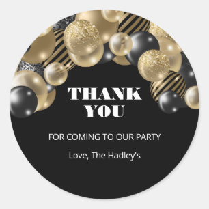 Gold Elegant Thank You Party Classic Round Sticker