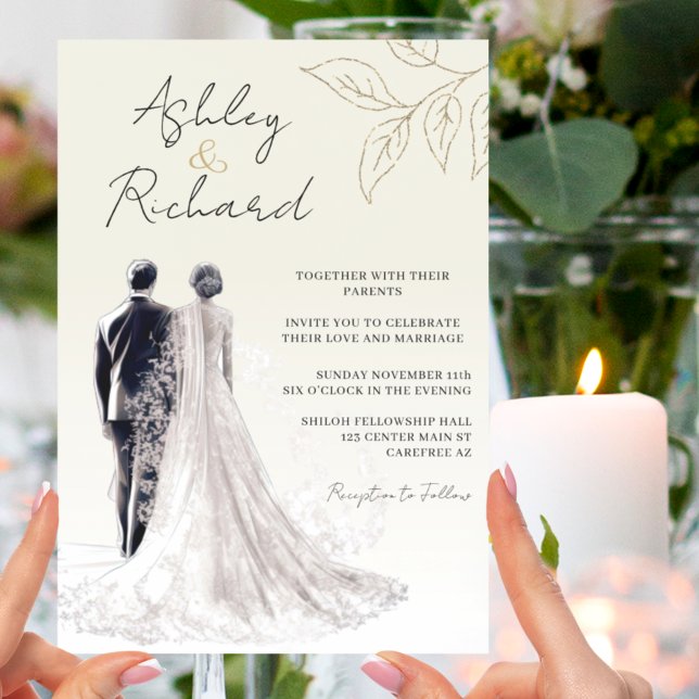 Gold Elegant Traditional Calligraphy Wedding Invitation (Creator Uploaded)