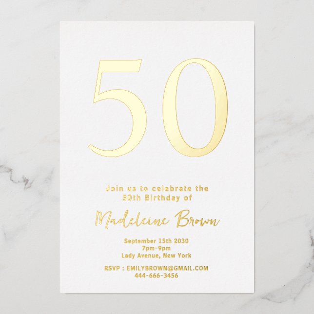 Gold Elegant Typography 50th Birthday (Front)