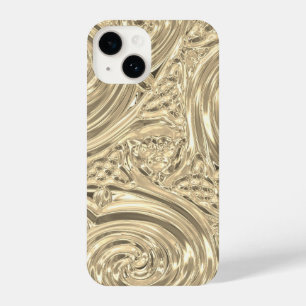 Gold elegant victorian art nouveau embossed look iPhone 14 case