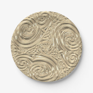 Gold elegant victorian art nouveau embossed look paper plate