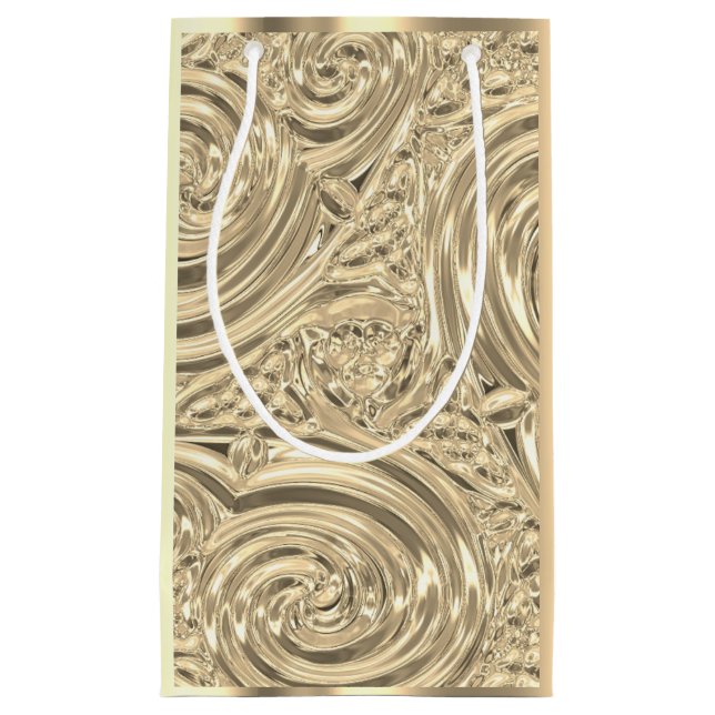 Gold elegant victorian nouveau small gift bag (Front)