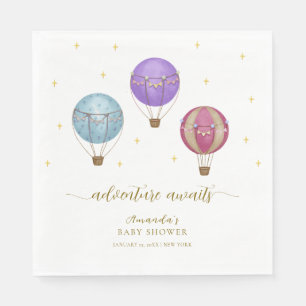 Gold Elegant Vintage Hot Air Balloon Baby Shower  Napkin