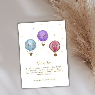 Gold Elegant Vintage Hot Air Balloon Baby Shower  Thank You Card
