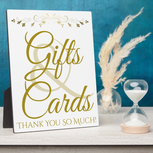 Gold Elegant Wedding Gifts & Cards Plaque Sign (Side)