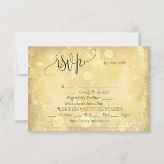 Gold elegant wedding RSVP card