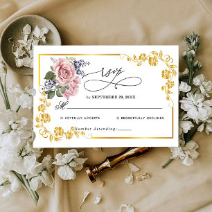 Gold Elegant Wedding RSVP Card
