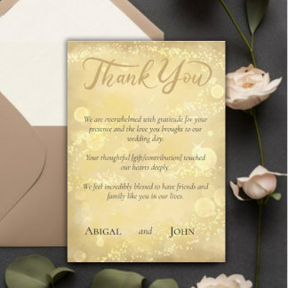 Gold elegant wedding  thank you card