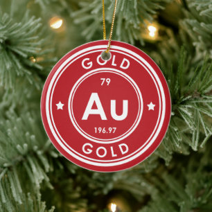 Gold Element Red Ceramic Ornament