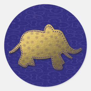 gold elephant classic round sticker