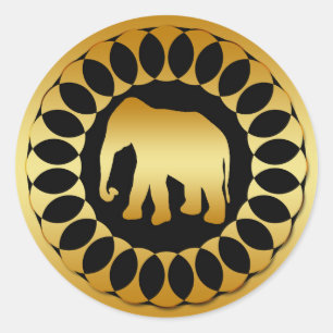 GOLD ELEPHANT CLASSIC ROUND STICKER