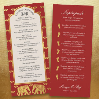 Gold Elephant Indian & Hindu Wedding Program Card