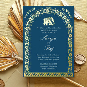 Gold Elephant & Lotus Flower Indian Wedding