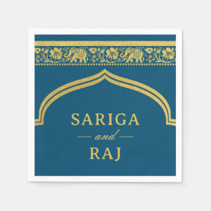 Gold Elephant & Lotus Flower Mundap Arch Wedding Napkin