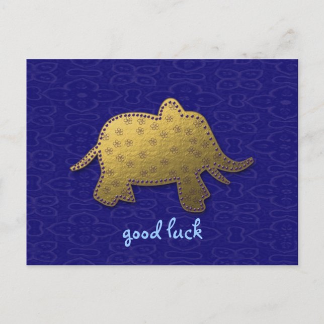 gold elephant postcard (Front)