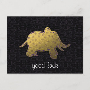 gold elephant postcard