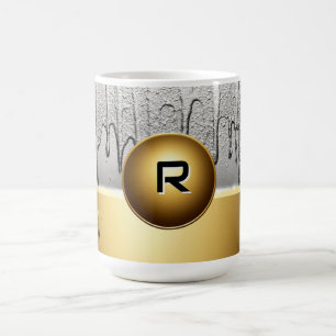Gold Emblem With Dripping Silver Paint Coffee Mug