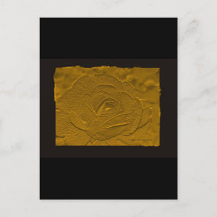 Gold Emboss Look  Rose Postcard