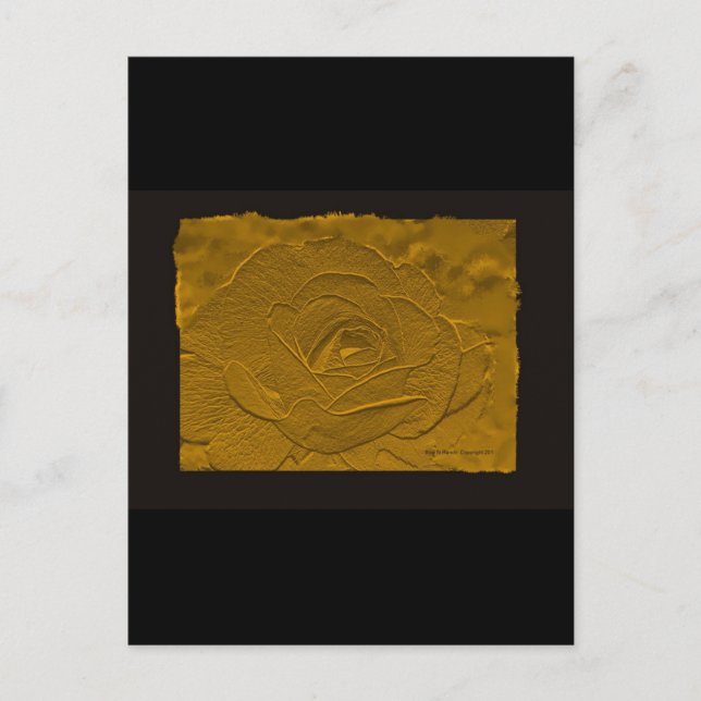 Gold Emboss Look  Rose Postcard (Front)