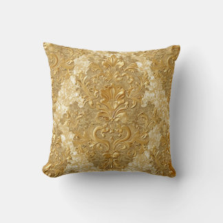 Gold embossed damask cushion