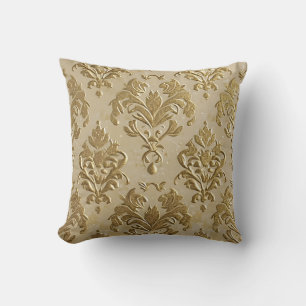 Gold embossed damask cushion