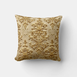 Gold embossed damask cushion