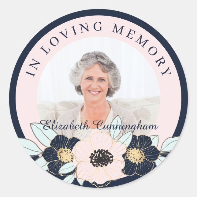 Gold Embossed Floral and Greenery Foliage Classic Round Sticker (Front)