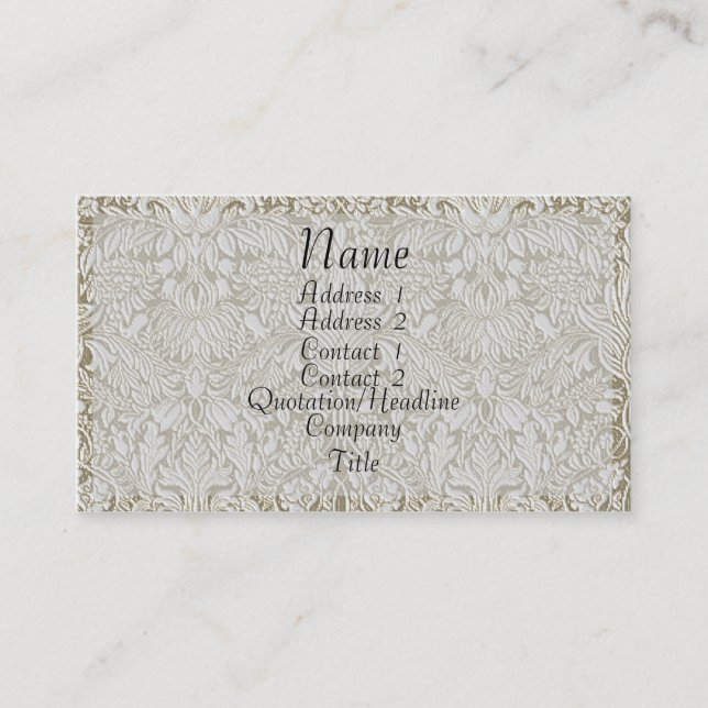 Gold Embossed Look Damask Business Card (Front)