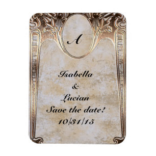 Gold Embossed Look Steamunk Wedding Magnet