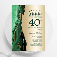 Gold Emerald Green Agate Surprise 40th Birthday