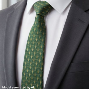 Gold Emerald Green Art Deco Pattern Tie